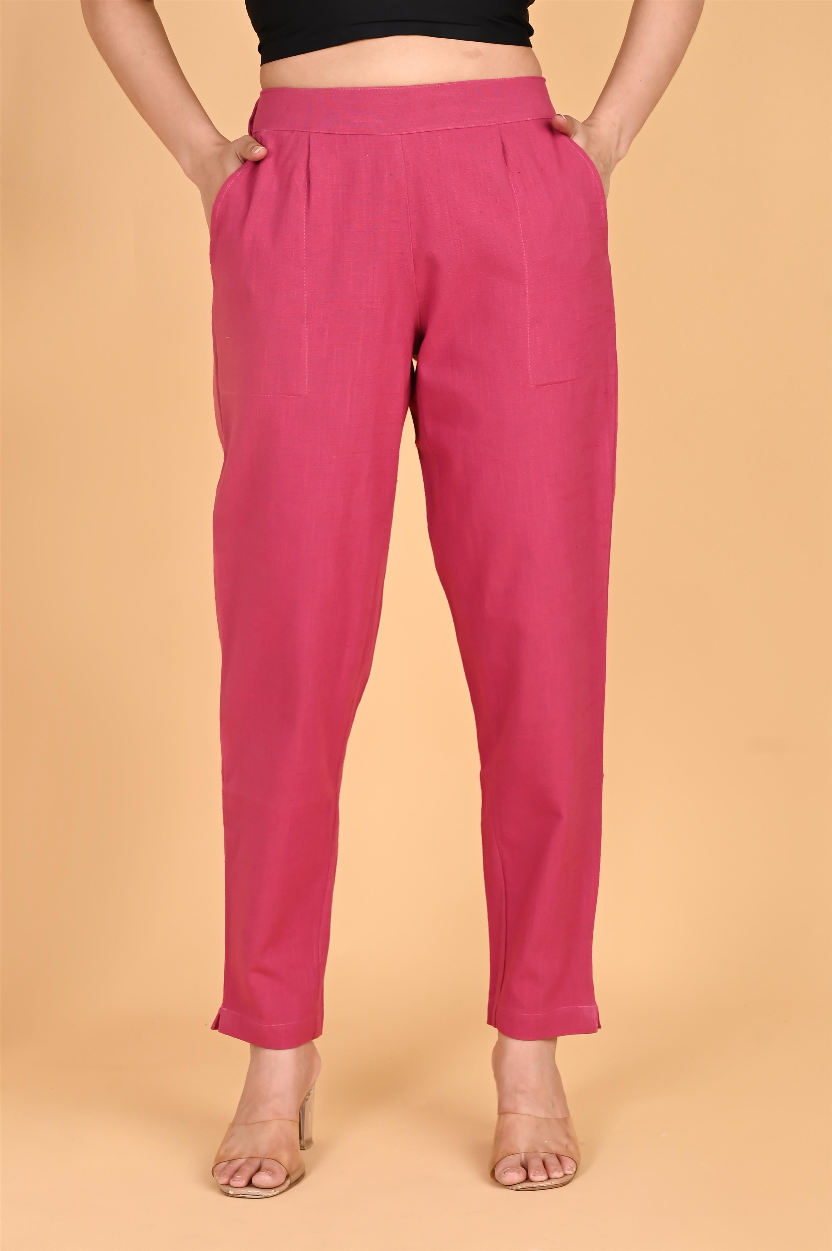 LIGHT PINK CLASSIC COTTON PANTS - SKYTICK