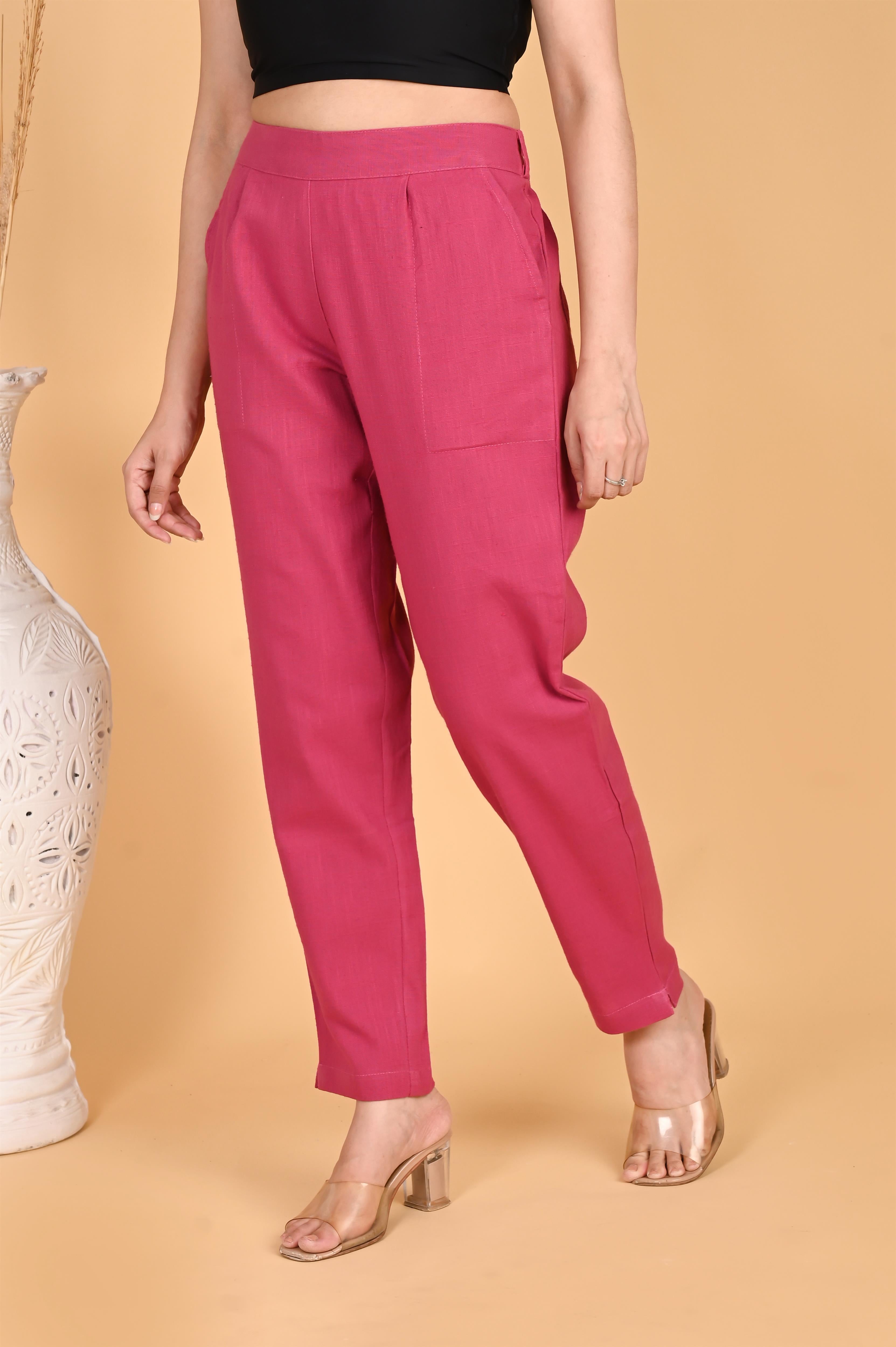 LIGHT PINK CLASSIC COTTON PANTS - SKYTICK