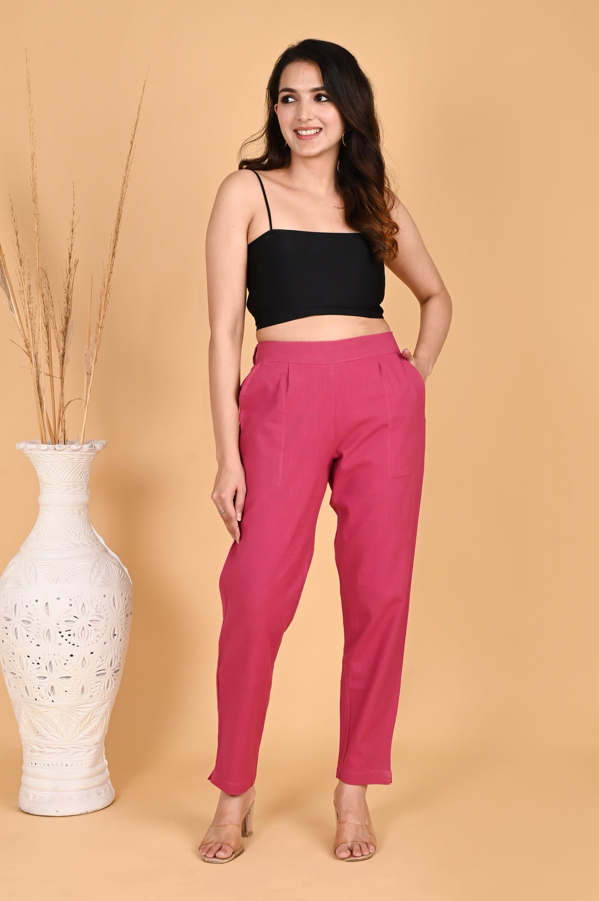 LIGHT PINK CLASSIC COTTON PANTS - SKYTICK