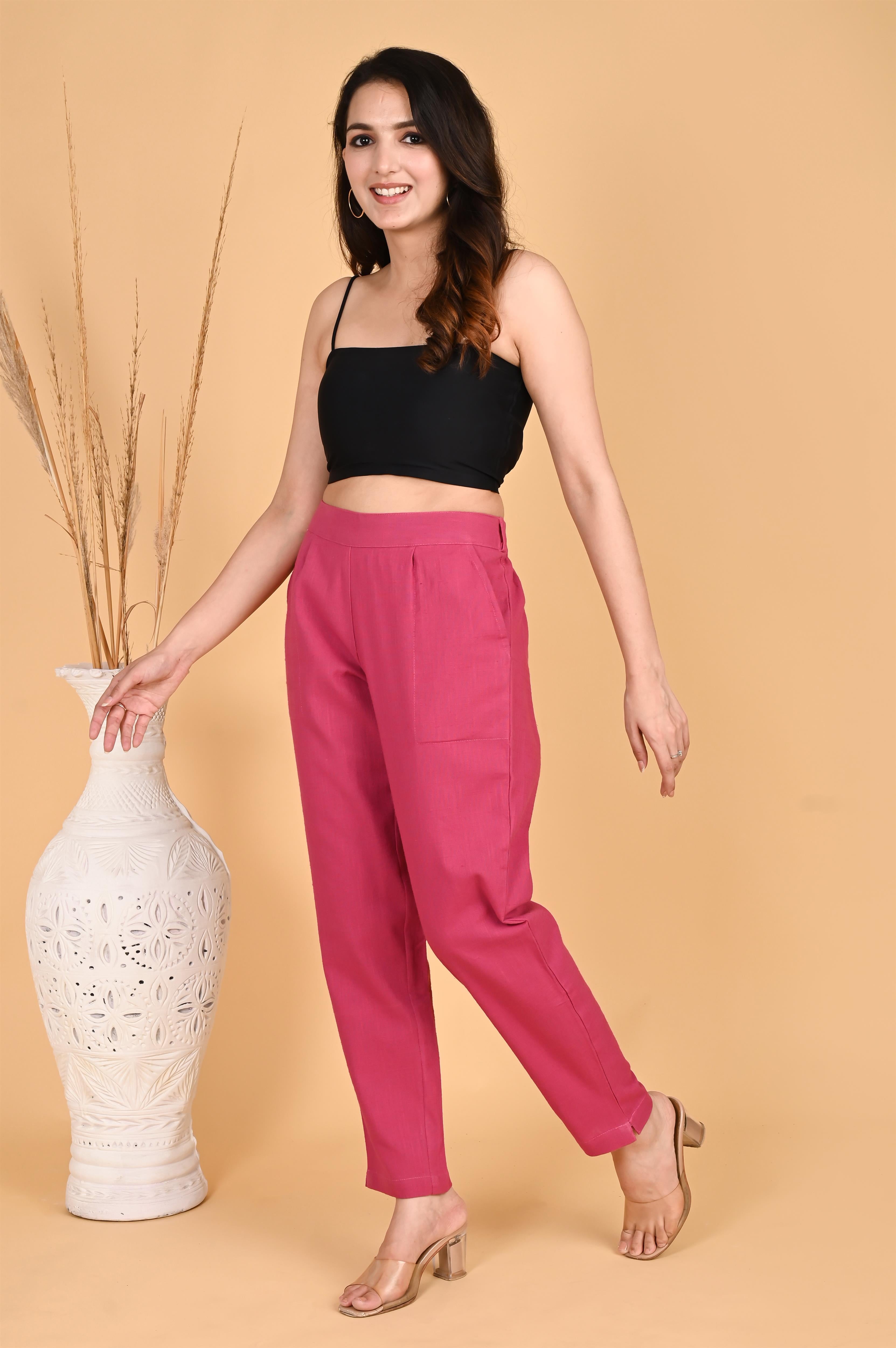 LIGHT PINK CLASSIC COTTON PANTS - SKYTICK