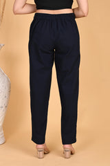 NAVY BLUE CLASSIC COTTON PANTS - SKYTICK