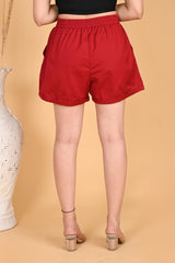 RED LINEN SHORTS - SKYTICK