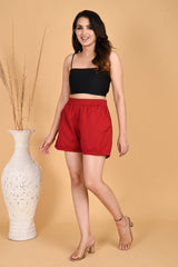 RED LINEN SHORTS - SKYTICK