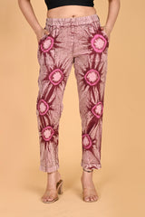 ROSE PINK BANDHEJ COTTON PANTS - SKYTICK