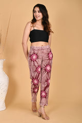 ROSE PINK BANDHEJ COTTON PANTS - SKYTICK